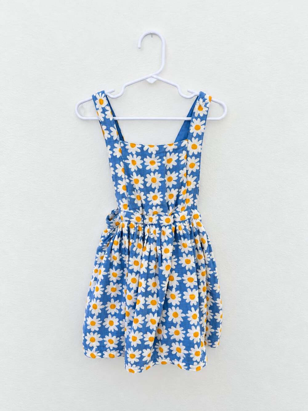Shabby Chic Daisy Pinafore Dress Size 4 Blue Yellow Floral